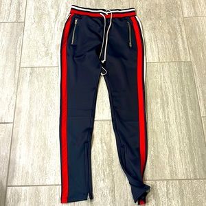 MNML track pants joggers size small navy, red, white